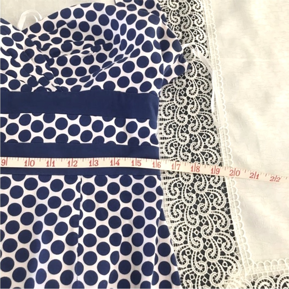 Super Cute Retro Look Blue and White Polka Dot Strapless Dress 💙 - Picture 8 of 11